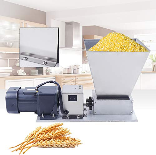 Rice Corn Grain Coffee Wheat Mill Electric Feed Wet Dry Cereals Grinder Milling Machine Barley Malt Crusher Home Brew Food Industry Homebrew Stainless Steel Household Portable Cereal Roller