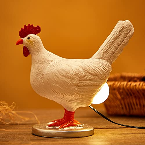 Oriamde Hühnerei-Lampe, lustige, lebensechte Harz-Huhn-Nachtlichter, das Huhn legt ein leuchtendes Ei, Geschenk, Heimdekoration (Bronze)