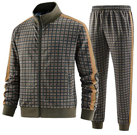 W JIANWANG Trainingsanzug Herren Fußball Traningsanzuganzug Sportanzug Freizeitanzug Sport Jogging Anzug Für Männer Trainingsanzüge Fussball Laufanzug Jogginganzug Set Dunkelgrün 2801 L