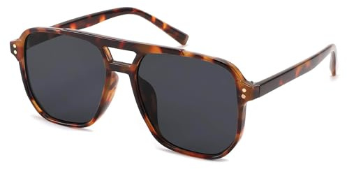 FEISEDY Retro Square Sonnenbrille Damen Herren 70er Jahre Vintage Trendy Brille Klassisch mit Double Brücke UV400 Schutz B2835
