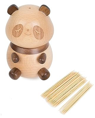 Zahnstocherhalter, niedliches Panda-Ornament aus Holz, Zahnstocherspender für Zuhause, Geburtstagsgeschenke für Zuhause, Küche, Restaurant, Hotel (mit Zahnstochern)