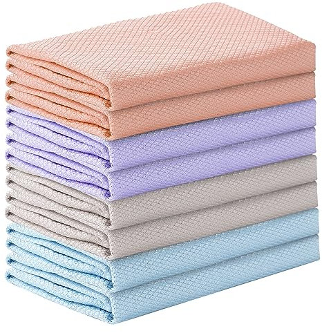 Mafegu Microfiber Fish Scale Pattern Cleaning Cloths, 8 Pieces 4 Colors Mixed Reusable Lint-Free, Absorbent Nano Grade Cleaning Cloths, 11.65x15.75Inch，Cleaning Windows, Glass, Mirrors