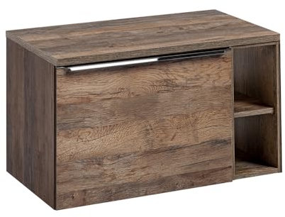 Lomadox Badmöbel Waschtisch-Unterschrank Set mit Regal, Vintage Oak Eiche, 2 Softclose-Schubkästen, B/H/T 80,4/48,5/46 cm