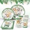 Serves 24 - Driving Animal Greens Dinnerware, partido verde platos vasos y servilletas, Safari platos desechables con animales para bautizo, baby shower, fiesta temática de la selva