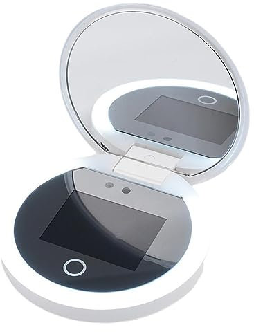 Pitxsgsia Smartes UV-Sonnencreme-Test-Kamera-Schminkspiegel mit LED-Tragbarem Wiederaufladbarem Schönheits-Sonnencreme-Erkennung Make-Up