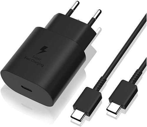 Theoutlettablet® Cargador de Pared con conexión Type-C - Charger Compatible con Tablet Samsung Tab S9 / S9 Plus / S9 Ultra (Negro) 25W