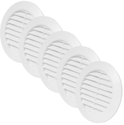 Vent Systems Paquete de 5 rejillas blancas de 2.75 pulgadas para puerta de conducto, mini círculo, rejilla de ventilación, rejillas de ventilación interiores, baño, armario, garaje a través de la