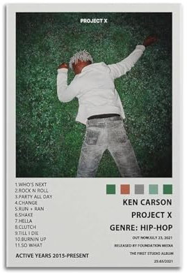 szzmyo Ken Carson Poster, Projekt-X-Album-Poster, dekoratives Gemälde, moderne ästhetische Leinwand, Poster, Schlafzimmer, Kunst, Wohnzimmer, Dekoration, Poster, 30 x 45 cm, ungerahmter Stil