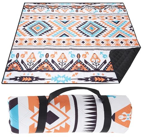 Hayisugal Picknickdecke 200x200 cm Stranddecke Sandfrei Wasserdicht Campingdecke Waschbar Strandunterlage Tragbare Picknickdecke für Strand,Picknick,Wandern,Park,Reisen, Boho K, 200 x 200 cm