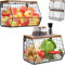 HATANSE Fruteros de 2 Pisos, Frutero de Cocina Moderno, Fruteros de Colgante Pared con Tapa de Madera, Apilables y Montables en la Pared para Fruteira Aperitivos y Almacenamiento en El Baño
