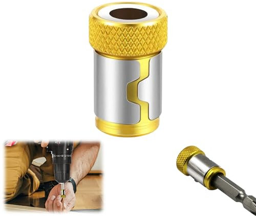 Schraubendreher Kopf Metall Magnetring, 2024 Upgrade Magnetizer Ring Bit Adapter, Elektrische Handschraube Werkzeug, für Sechskantschraubendreher und Power Bits, Anti Rutsch, Abnehmbar (Gelb,1 Stücke)