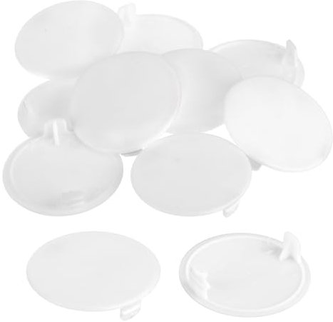 QUARKZMAN 10Pcs Cache-Trous de Charnière, 40mm Diamètre Cache-Trou Dissimulé en Plastique, Capuchons Ronds de Type Affleurant pour Armoire de Meuble, Blanc
