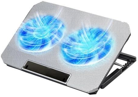 Zacoola Laptop Cooling pad, 12 -17 Gaming Laptop Cooling pad, with 2 Large-Sized Silent Fan LED Lights and 2 USB 2.0 Ports, Adjustable Stand Stand Height Angle (Q100-Silvery)