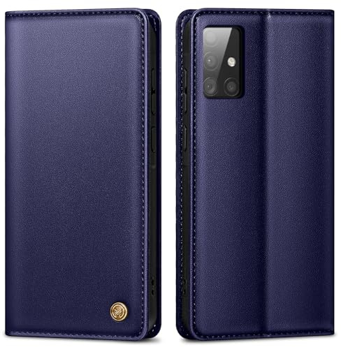 Handyhülle für Samsung Galaxy A51 Hülle, Premium Lederhülle Schutzhülle Tasche für Samsung A51 Hülle Wallet Kartenfach Standfunktion Flip Case für Galaxy A51 Klappbar, Blau