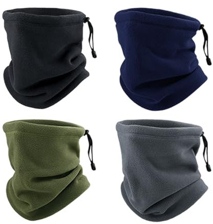 QSZHSL 4 Pièces Manches de Cou Chaudes, Cache-Cou Thermique Pour Homme Et Femme, Manches de Cou Chaudes d'Hiver, Coupe-Vent Ski Cache-Cou Masque Cagoule pour Hiver, Ski, Vélo, Randonnée