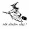 Hexe auf Besen 16 x 15 cm Aufkleber Silhouette Sticker für alle glatten Flächen in vielen Farben