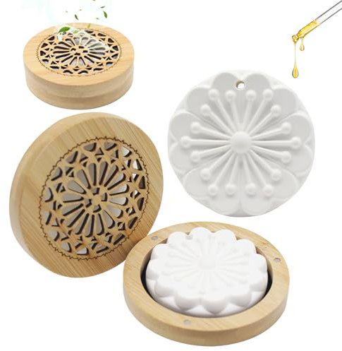 KUIRUNRX® Duftstein für Ätherische Öle, Duftstein, Diffuser Ätherische Öle mit Hölzerner Räucherkiste, Für Aromatherapie in Schlafzimmer, Badezimmer, Büro und Auto, Reisen