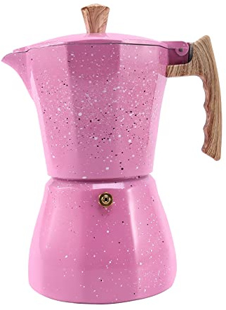 Orolotay la Cafetera Latte Mocha Cafetera Espresso Moka Cafetera Olla Cafetera de Estufa 300Ml Rosa