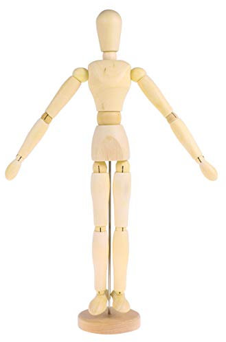 Holzfigur mit Beweglichen Gelenken, 3D Skizzenmodell, Beige