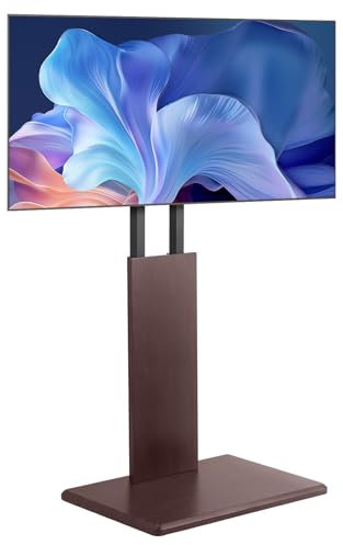 VEVOR Soporte de TV de Escritorio para Televisores de 812,8-1778 mm de hasta 45 kg, Rotación de 15° a la Izquierda y a la Derecha, Soporte de TV con Altura Ajustable y Estante para Sala de Estar