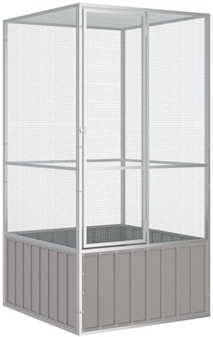 Gecheer Vogelkäfig, mit abschließbarer Tür und gut belüftetem Design aus verzinktem Stahl, 111 x 107 x 211,5 cm für Wellensittiche und Papageien