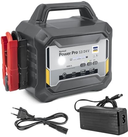 GYS, Nomad Power Pro 12/24V, Démarreur/Booster Batterie Lithium Portable 5000A, Véhicules 12/24V (Moto, Voiture, Camion), Démarrage Sécurisé, Batterie Externe 19,5Ah (PowerBank), Lampe LED