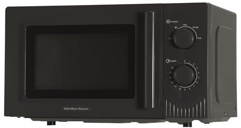 Hamilton Beach Microwave, 20L, Miami, 800W, Manual Dial Controls, Quick Defrost, 35 Min Timer, 5 Cooking Levels, Charcoal Grey - HBMX20CH