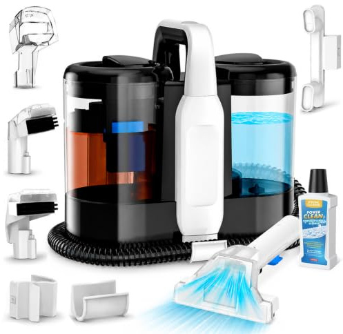 Polsterreiniger Gerät, 600W 17kPa Teppichreiniger Waschsauger, Nassauger mit Reinigungsmittel, Kompakter Teppichreiniger und Textilreiniger – Waschsauger für Teppich, Polster Autositze & Sofa