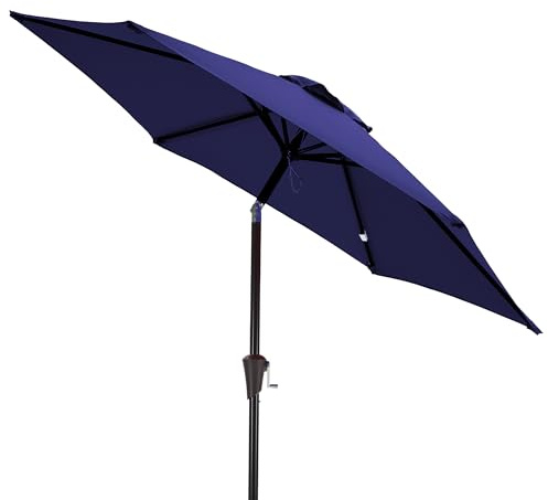 UMBFUN Sonnenschirm 300 x 400 cm mit Fußpedal und Kreuzsockel,Groß Ampelschirm,Kurbel Doppeldach Gartenschirm mit 360° Drehbar für Terrasse,Pool,Outdoor,Balkon Sonnenschutz (Marineblau, 230 CM)