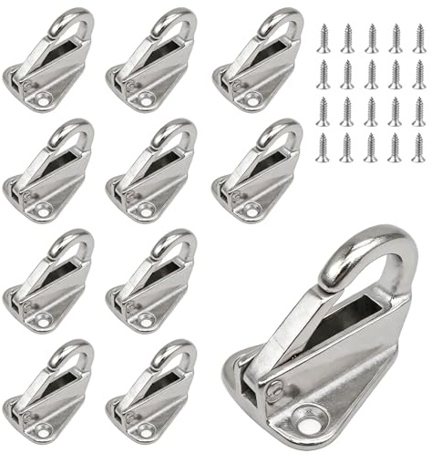 10 ganchos para lonas, ganchos de red, ganchos de malla de acero inoxidable 316, fijación de lona con 20 tornillos, ganchos de resorte de dos agujeros para remolques, ganchos de barco, accesorios de