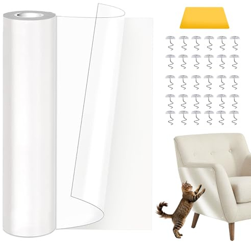 TAOBWN Cat Anti Scratch Tape, 40cm x 3m Anti Cat Scratch Furniture Protector, Door Protector from Dog Scratching, Clear Training Self Adhesive Tape for Sofa, Couch, Door & Wall