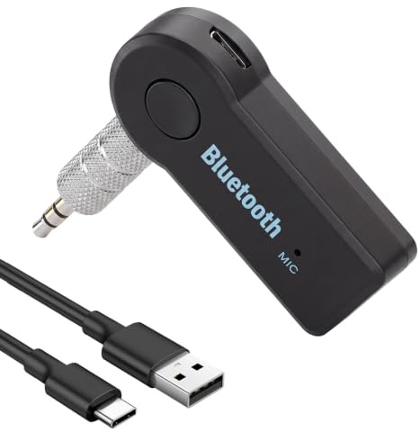 Récepteur Audio Bluetooth avec Prise Jack 3,5 mm Adaptateur Audio sans Fil | pour Voiture Convertisseur Bluetooth Haut-Parleurs Casques Radio Et Système Audio Appels Mains Libres