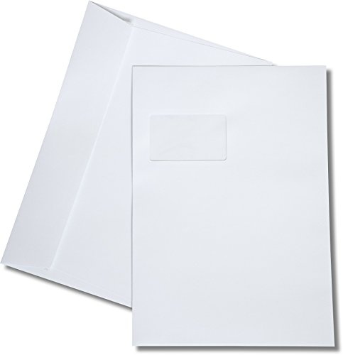 Elco Prestige 42799 Fenster-Briefumschläge/hoch - weiß /120 g/qm / 229 x 324 mm (C 4) / mit Abziehstreifen/haftklebend / 200 Stück