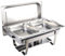 Ol-Gastro-Bedarf APS Chafing Dish -Büfett- ! 59 x 35,5 cm, Höhe 34 cm 2X GN-Behälter 1/2, 3,5 Liter Edelstahl 2 Brennpastenbehälter eingehängter Deckel