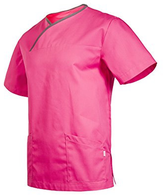 Clinotest Kasack „München“, Schlupfkasack/Pflegekasack/Unisex-Kasack, Berufsbekleidung, in verschiedenen Trendfarben, Gesundheitswesen (L, Rosita/Pale Grey)