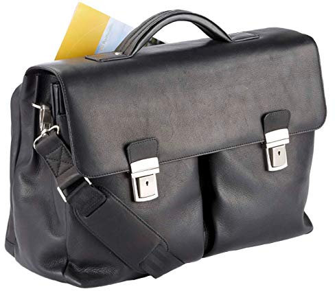 Arbeitstasche Aktentasche Umhängetasche Tasche Leder 41x30x19cm Schwarz Dermata Bowatex