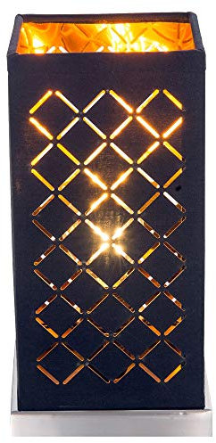 Tisch Lampe Textil Strahler Wohn Zimmer Dekor Stanzungen Leuchte schwarz gold Globo 15229T1, bunt, medium