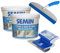 Semin A04736 Enduit de Lissage Cuisine et Salle de Bains, Adapté aux Pièces Humides, Seau de 5 kg (Lot 2), A06318 Lame CE 78 pour Enduire et Lisser, 15 cm et A04903 Raclette à Lisser