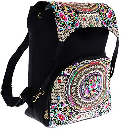 Tubayia Damen Vintage Blumen-Stickerei Rucksack Schultertasche für Reisen Party Schule