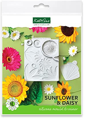 Flower Pro Ultimate Sunflower & Daisy Silicone Mould & Veiner Set for Cake Decorating & Clay Crafts by Katy Sue Moulds & Flower Pro Moulds. for Use with Fondant & Air Dry Clay