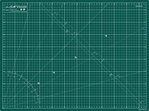 La Canilla ® - Selbstheilende Schneidematte A2 (60x45cm) Zentimeter und Zoll (beidseitig Bedruckt) 5 Schichten Recycling-PVC für Nähen, Basteln und Patchworken - Professionell Cutting Mat (Grün)