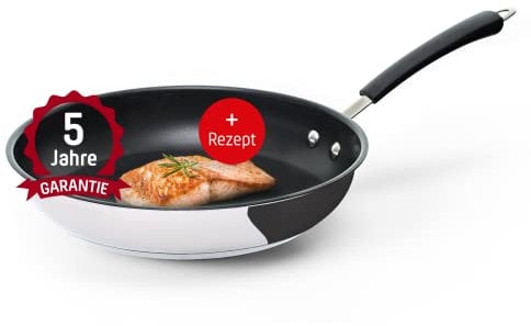 Coolinato Pfanne 28 cm beschichtet Edelstahl Bratpfanne für Gas Ceran Elektro Induktion & Backofen