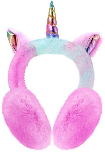 Einhorn Winter Ohrenschützer, Cartoon Ohr Plüsch Flauschig Warm Faltbare Weiche Stulpen (Lila)