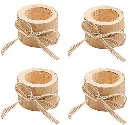 VOANZO Candelabro de Corteza de Madera, 4 Piezas, artesanía Creativa de Madera, decoración de Flores, Maceta, Soporte para Velas con Cuerda (2,4x1,7 Pulgadas)