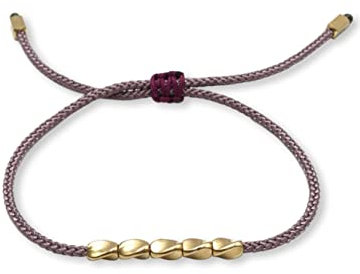 BENAVA Tibet Armband Stoffarmband geflochten mit Kupfer Perlen Lila Violett | Minimal Freundschaftsarmband | Handmade Buddhistischer Boho Schmuck