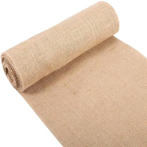 VIFER Chemin de Table Rouleau Toile de Jute Vintage Tissu en Jute Naturel Ruban de Table pour Noël Fête Mariage Décoration (30cm x 5m)