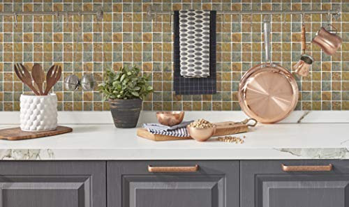 Pack of 20 Tile transfers Stickers Traditional Modern Art Bathroom backsplash Kitchen splashbacks Vintage Victorian Moroccan Black Cream Mosaic Peel and Stick self Adhesive Tile Cover (Rusty)