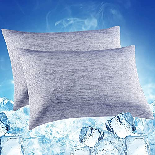 Luxear 2er Kühlender Kissenbezug 40x80cm für Nachtschweiß, Superweiche Kissenhülle, Japanische Arc-Chill Q-Max 0,5 Kühlfaser+100% Baumwolle, Atmungsaktiver Kopfkissenbezug, Versteckter Reißverschluss