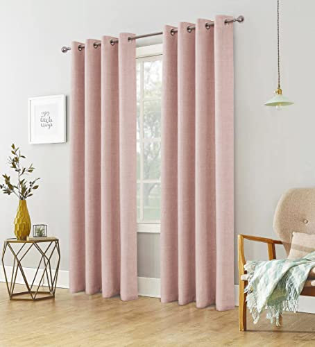 always4u Vorhang Blickdicht 100% mit Ösen, Elegente Gardinen Wohnzimmer Modern Abdunkelnde Vorhänge Schallschutz Schlafzimmer Fenster, Rosa 260x140cm 2er Set
