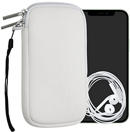 kwmobile Handytasche für Smartphones L - 6,5 - Neopren Handy Hülle Weiß - Handy Tasche 16,5 x 8,9 cm Innenmaße